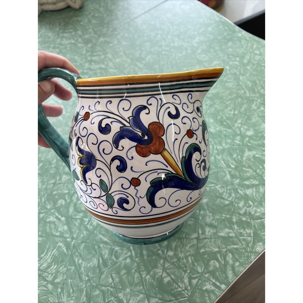 GRAZIA-DERUTA MADE IN ITALY FOR WILLIAM SONOMA PITCHER JAG FLOWERS